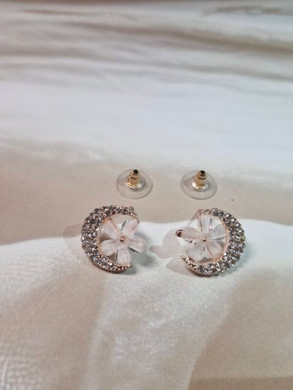 Floral Moon Crystal Earrings