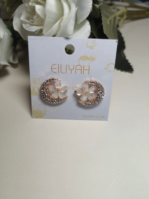 Floral Moon Crystal Earrings - Image 4