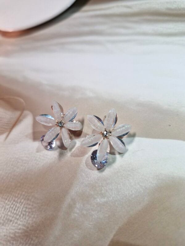 Floral Crystal Drop Earrings