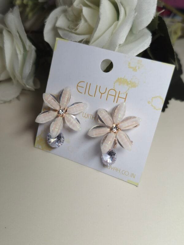 Floral Crystal Drop Earrings - Image 4