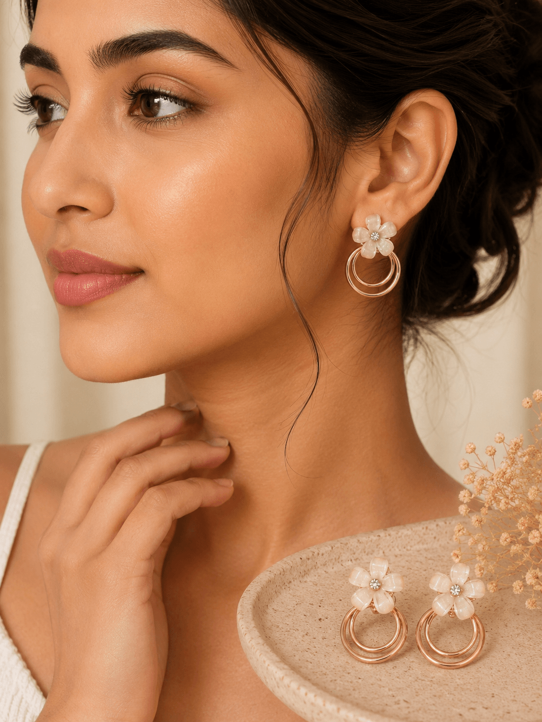 Floral Hoop Earrings