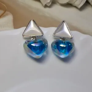 Crystal Ocean Heart Drop Earrings
