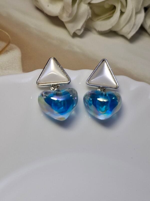 Crystal Ocean Heart Drop Earrings