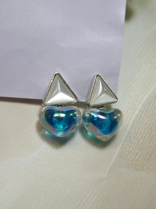Crystal Ocean Heart Drop Earrings - Image 2