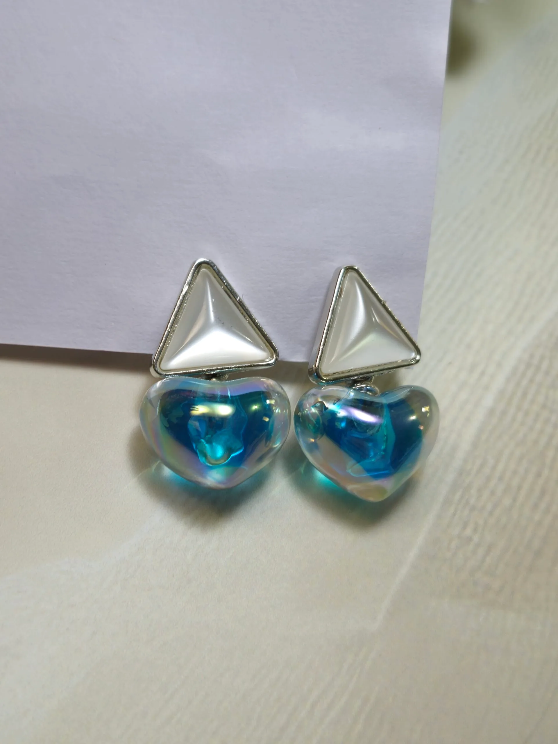 Crystal Ocean Heart Drop Earrings - Image 2