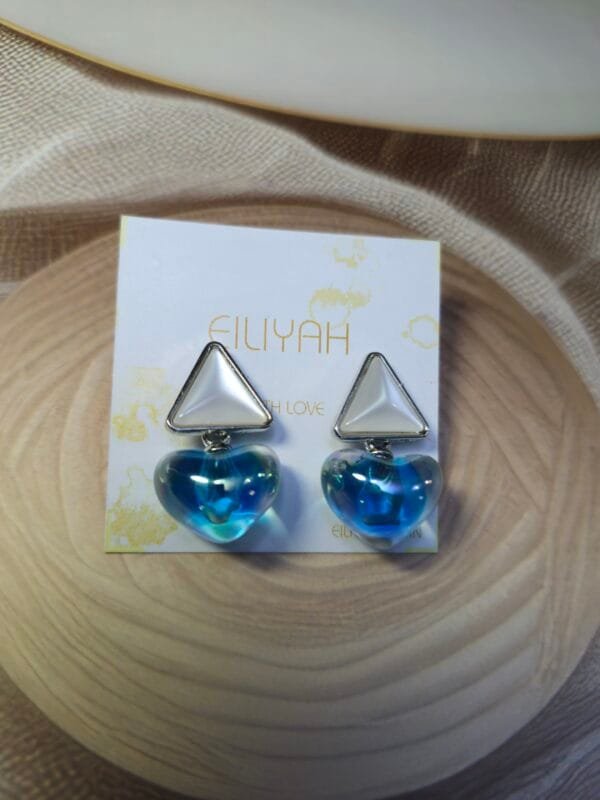 Crystal Ocean Heart Drop Earrings - Image 3