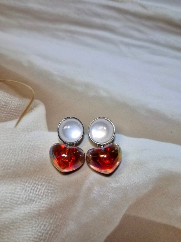 Ruby Heart Glow Earrings - Image 2