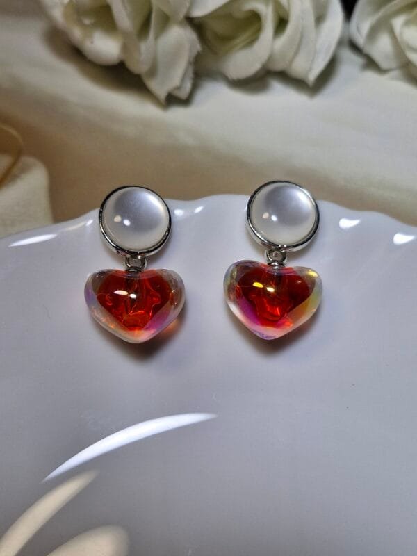 Ruby Heart Glow Earrings - Image 4