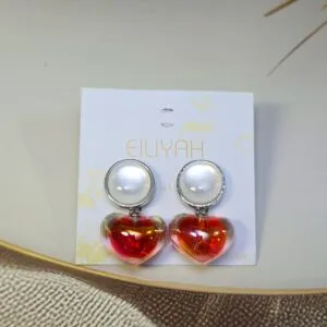 Ruby Heart Glow Earrings