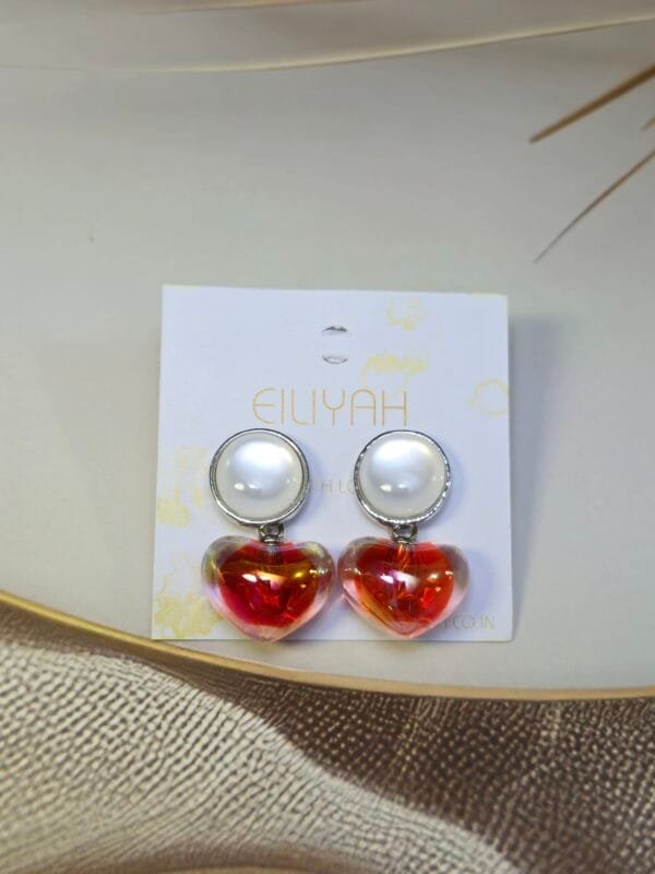 Ruby Heart Glow Earrings