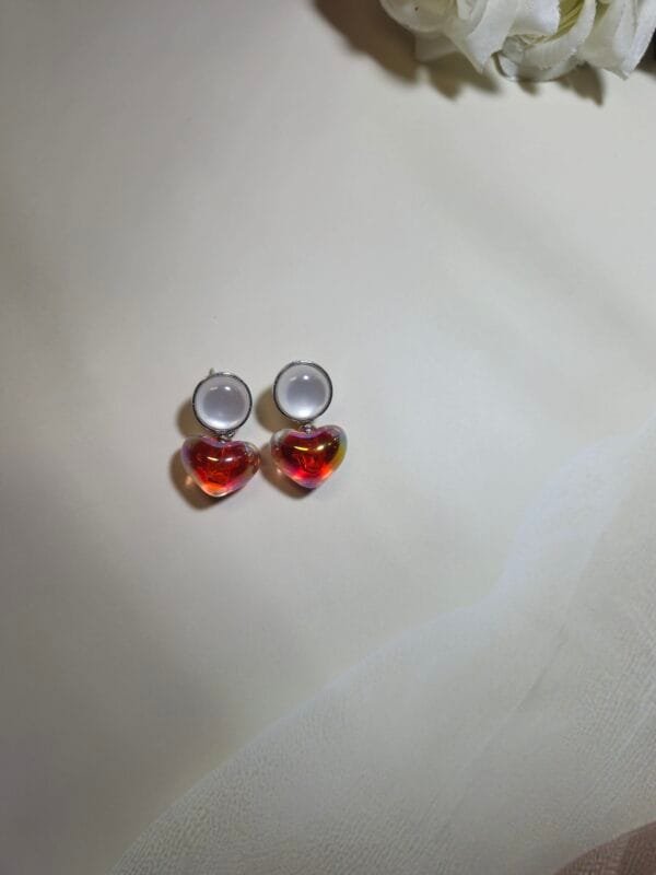 Ruby Heart Glow Earrings - Image 3