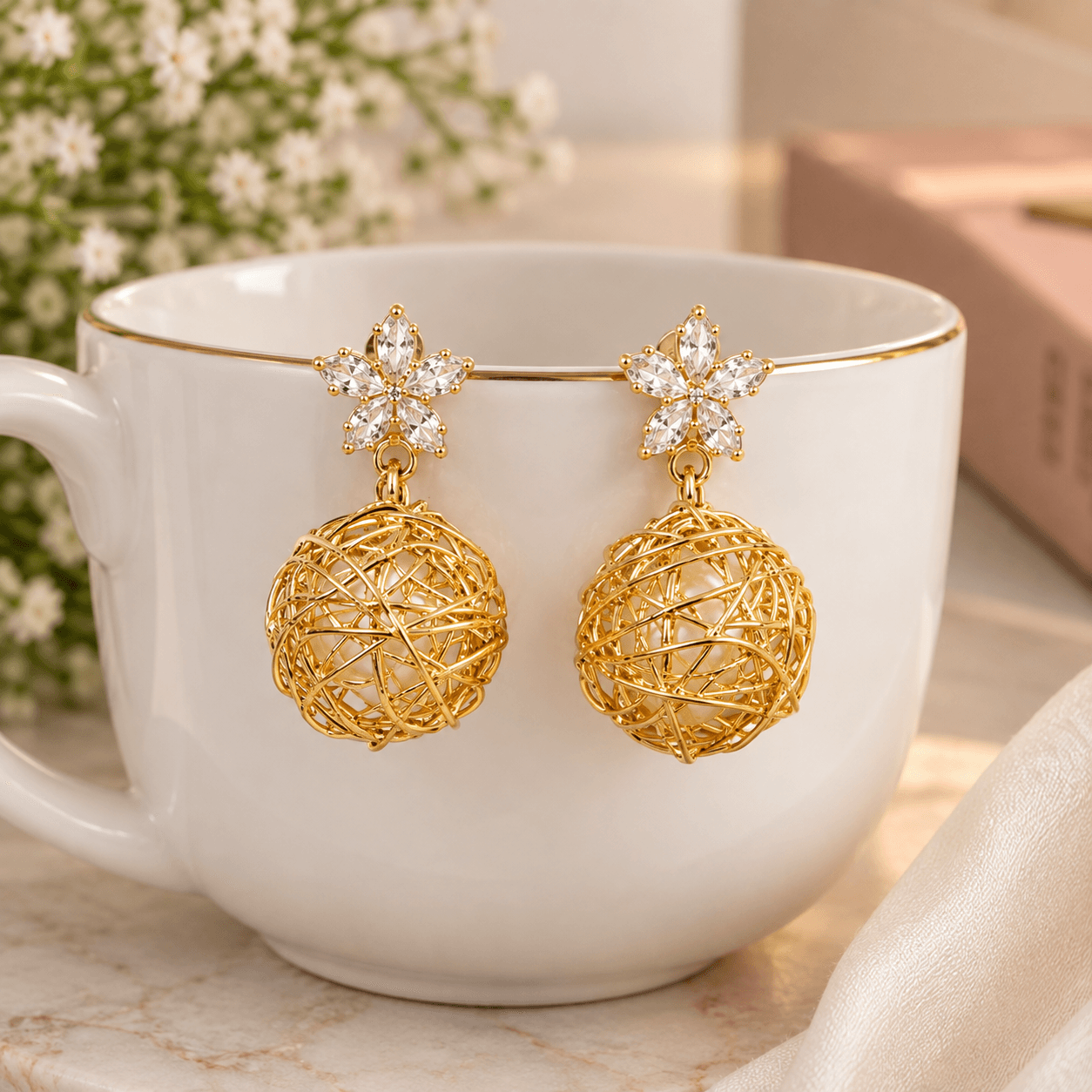 Crystal Bloom Earrings - Image 3